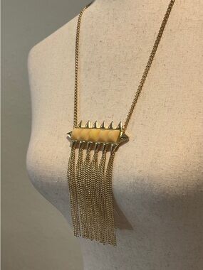 Bansri Gold Fringe Pendant Necklace with Cream Accents